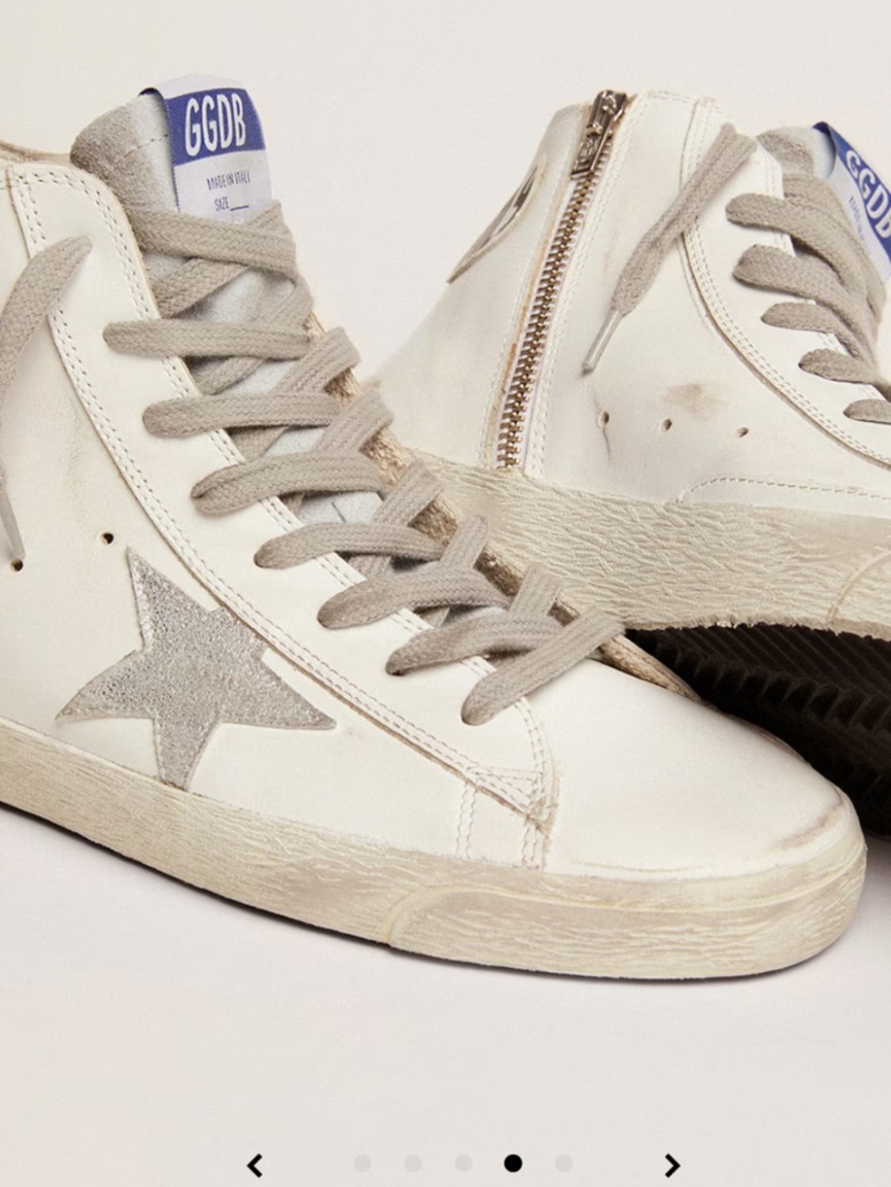 Golden Goose High-Top Sneakers in White with Silver Star Size 8.5/9 EU39